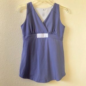 Zohba Purple and White Workout Tank Top with Built in Bra Size Small